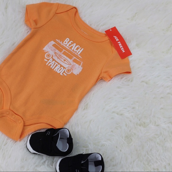 Joe Fresh Other - NWT Joe Fresh Orange/White Beach Patrol Onesie